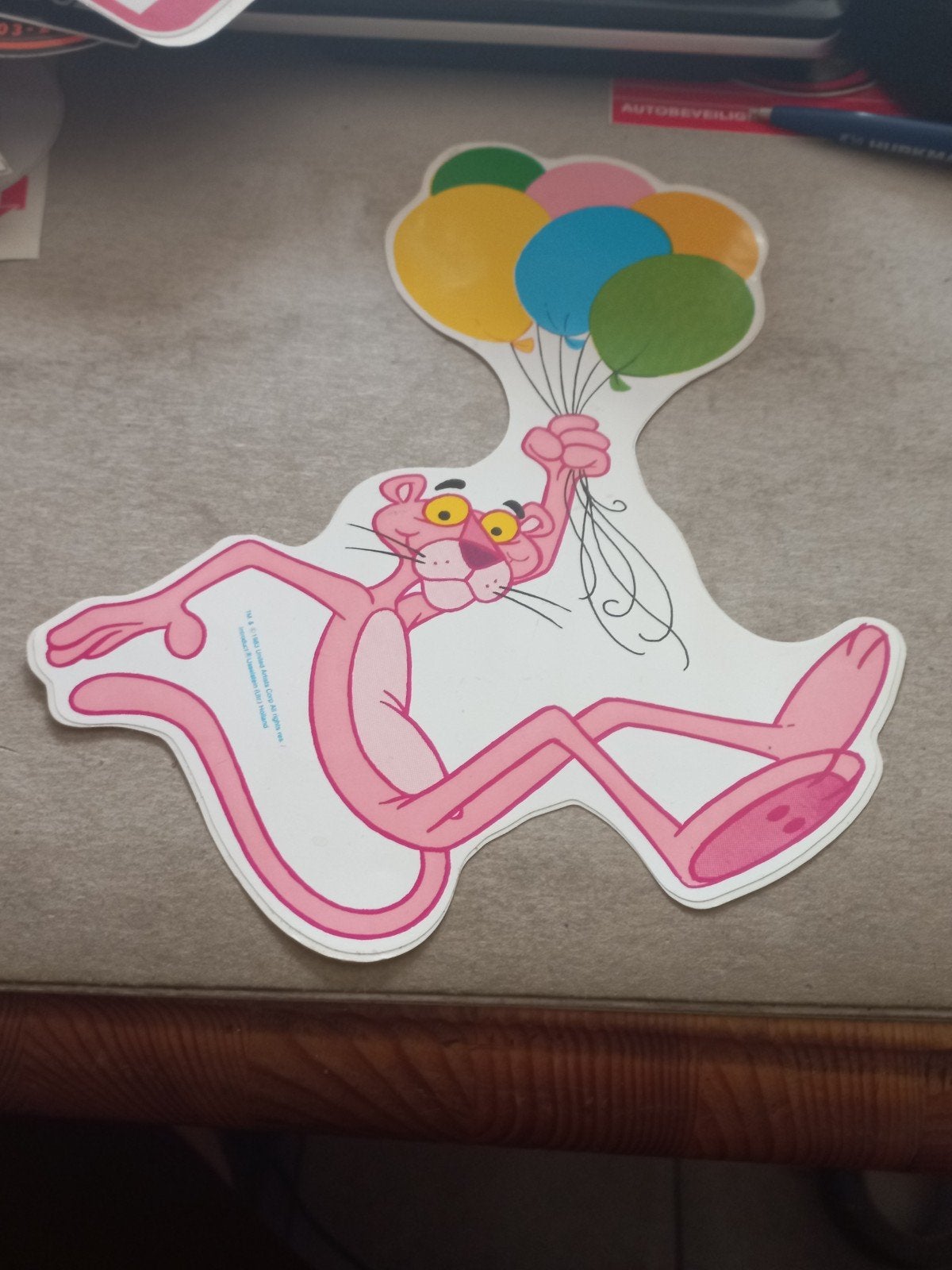 Vintage Pink Panther sticker met ballonnen, Ophalen of Verzenden, Gebruikt