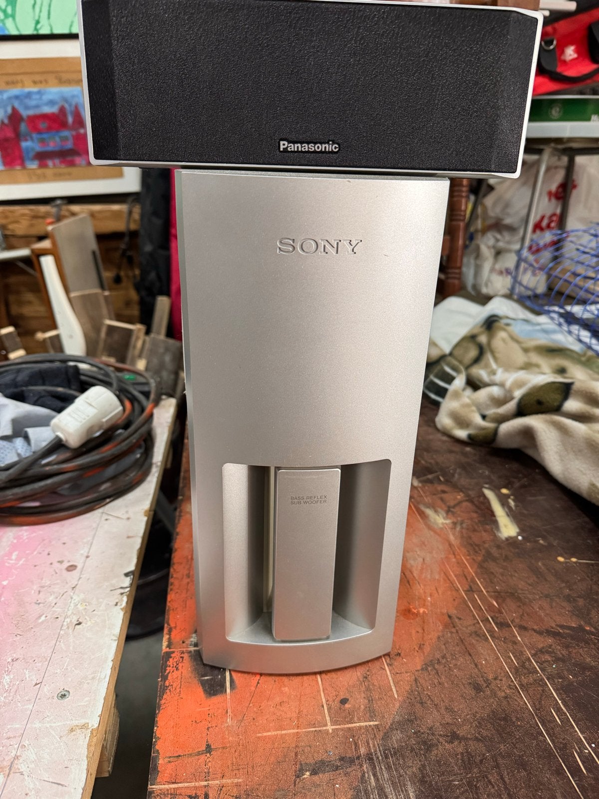 Sony Subwoofer met Panasonic Center Speaker, Ophalen of Verzenden, Gebruikt, Subwoofer, Sony