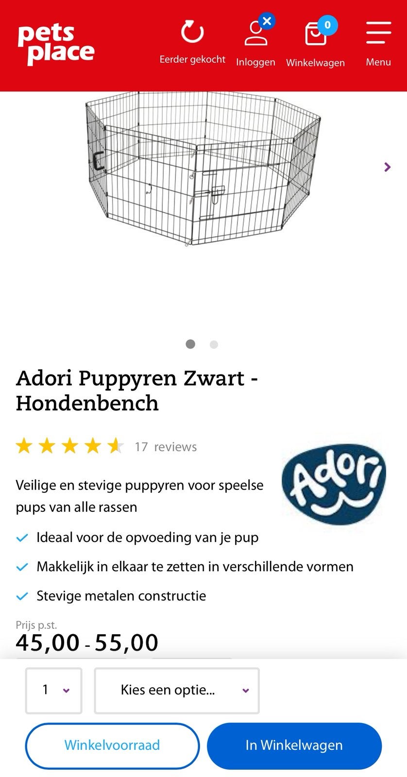 Adori puppyren, Ophalen, Zo goed als nieuw, 110 cm of meer, Minder dan 65 cm