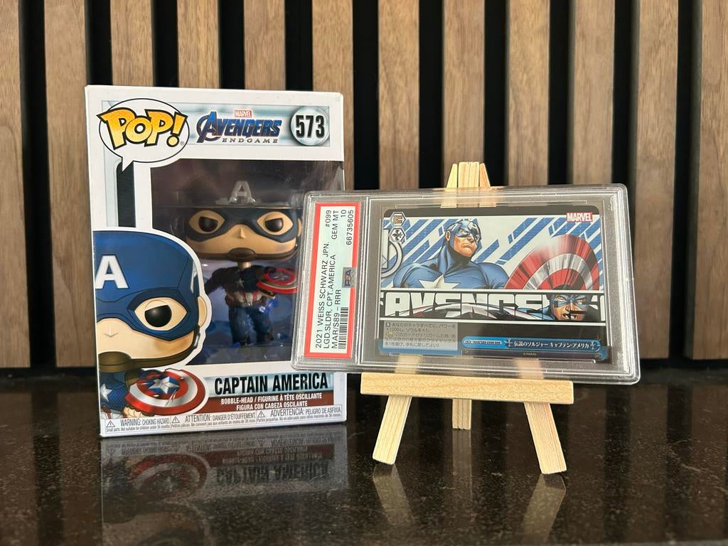 PSA GM10 Weiss Schwarz CPT America + GRATIS Funko Pop!, Hobby en Vrije tijd, Verzamelkaartspellen | Overige, Ophalen of Verzenden