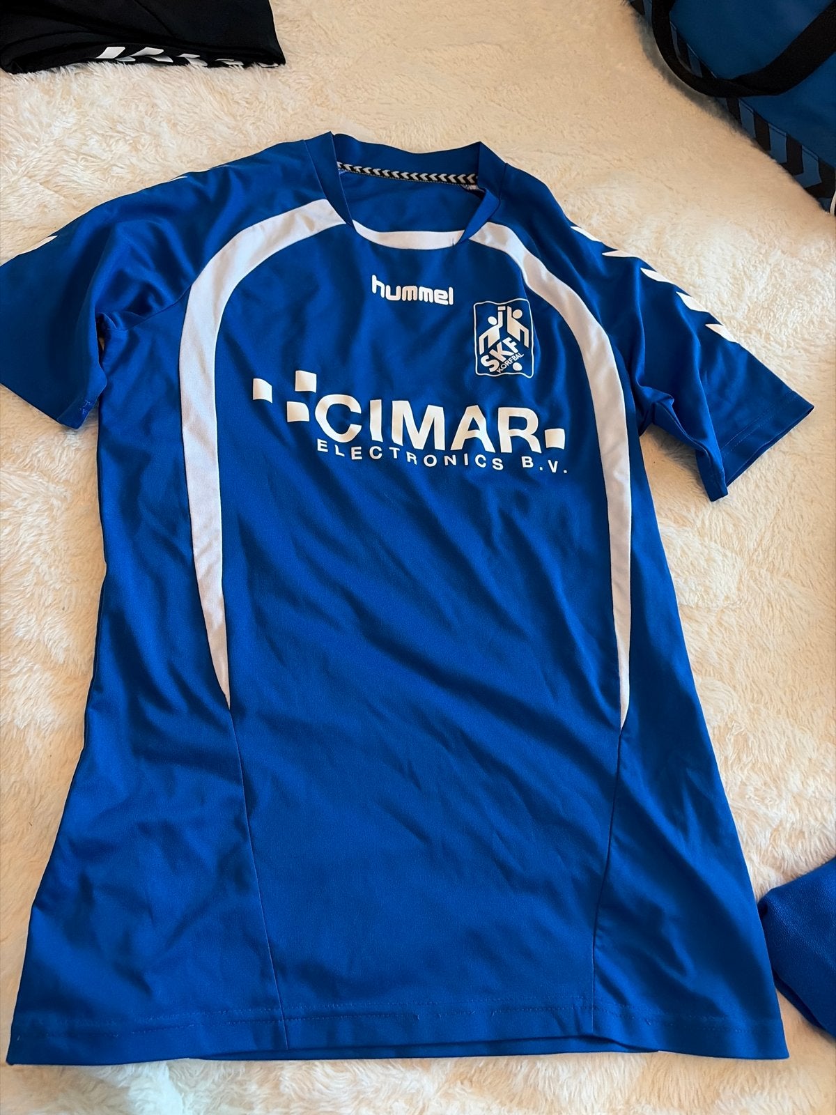 Hummel SKF korfbal - Blauw met Wit maat s/m, Maat M, Ophalen of Verzenden, Gebruikt, Shirt