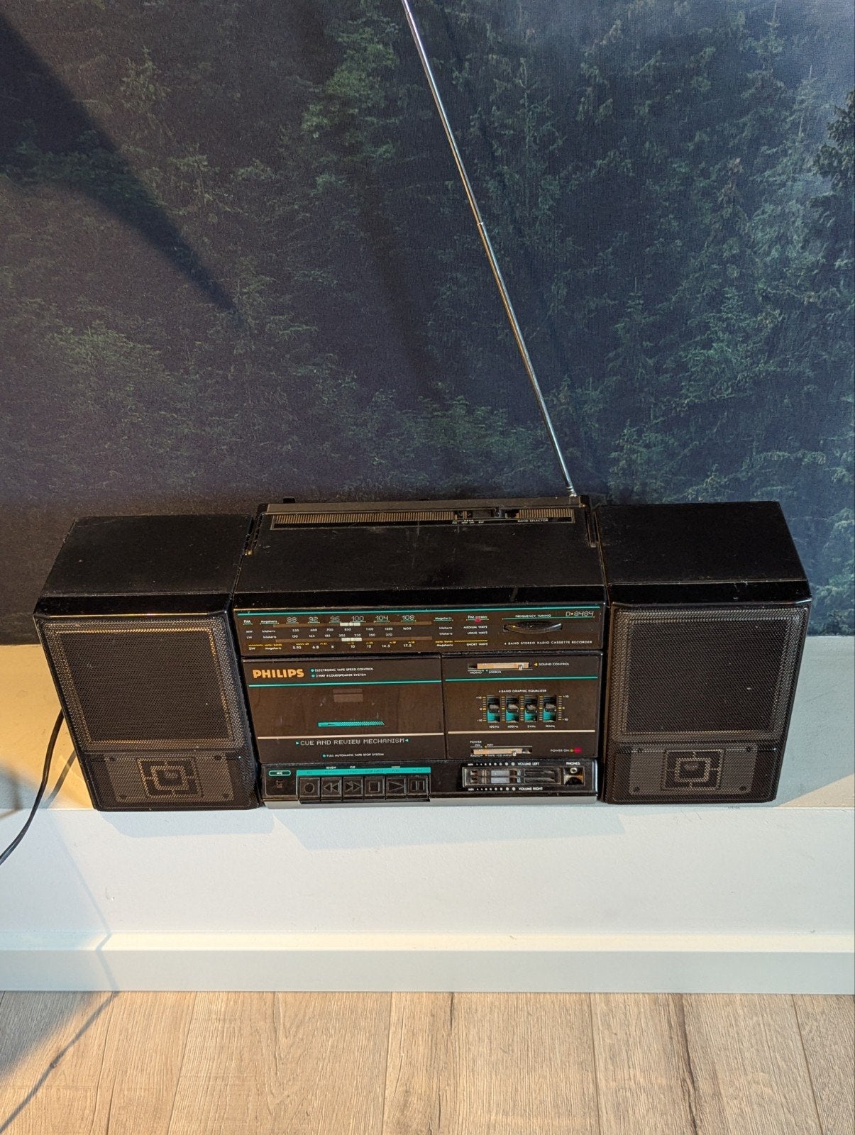 Philips D8484 Boombox Radio Cassette Speler Jaren '80, Ophalen of Verzenden, Gebruikt, Radio