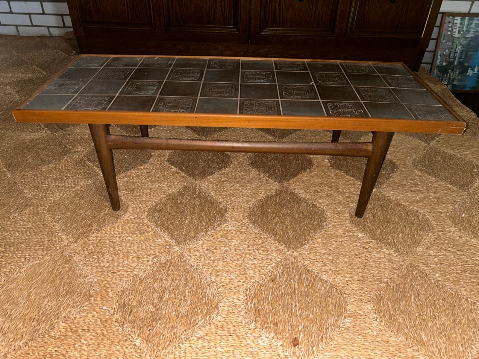 Salontafel met keramieken tegeltjes, Ophalen, Gebruikt, 100 tot 150 cm, 50 tot 100 cm