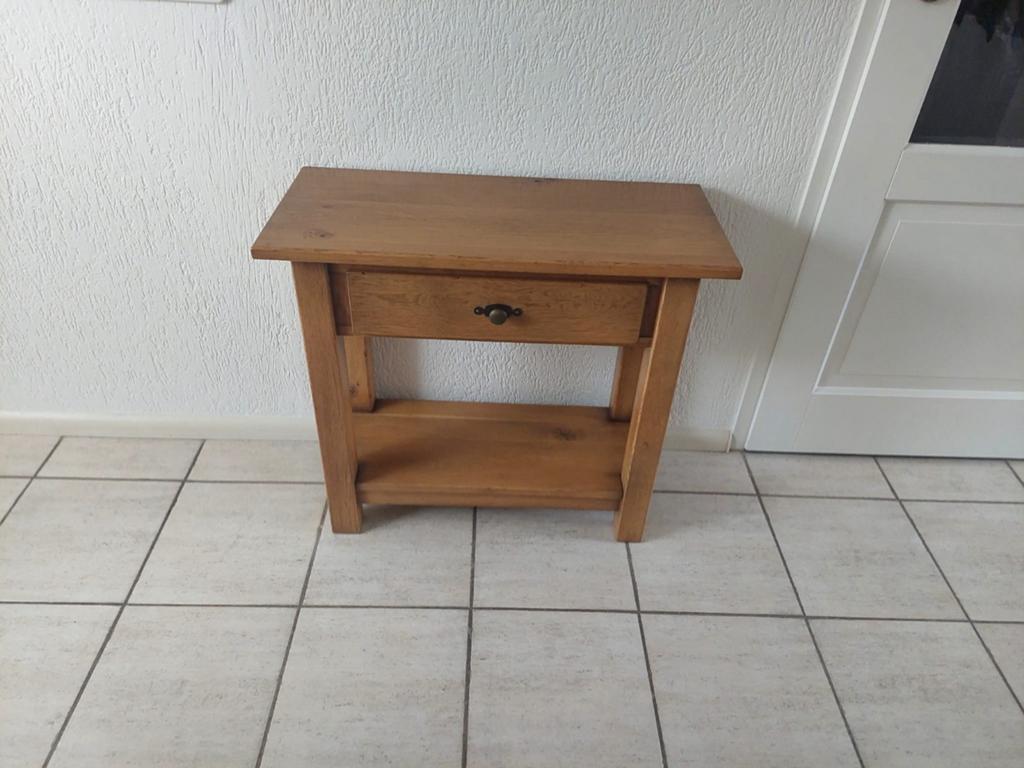 Eiken sidetable met lade en plank - 78x71x35 cm, Ophalen, Gebruikt, 50 tot 100 cm, Eikenhout