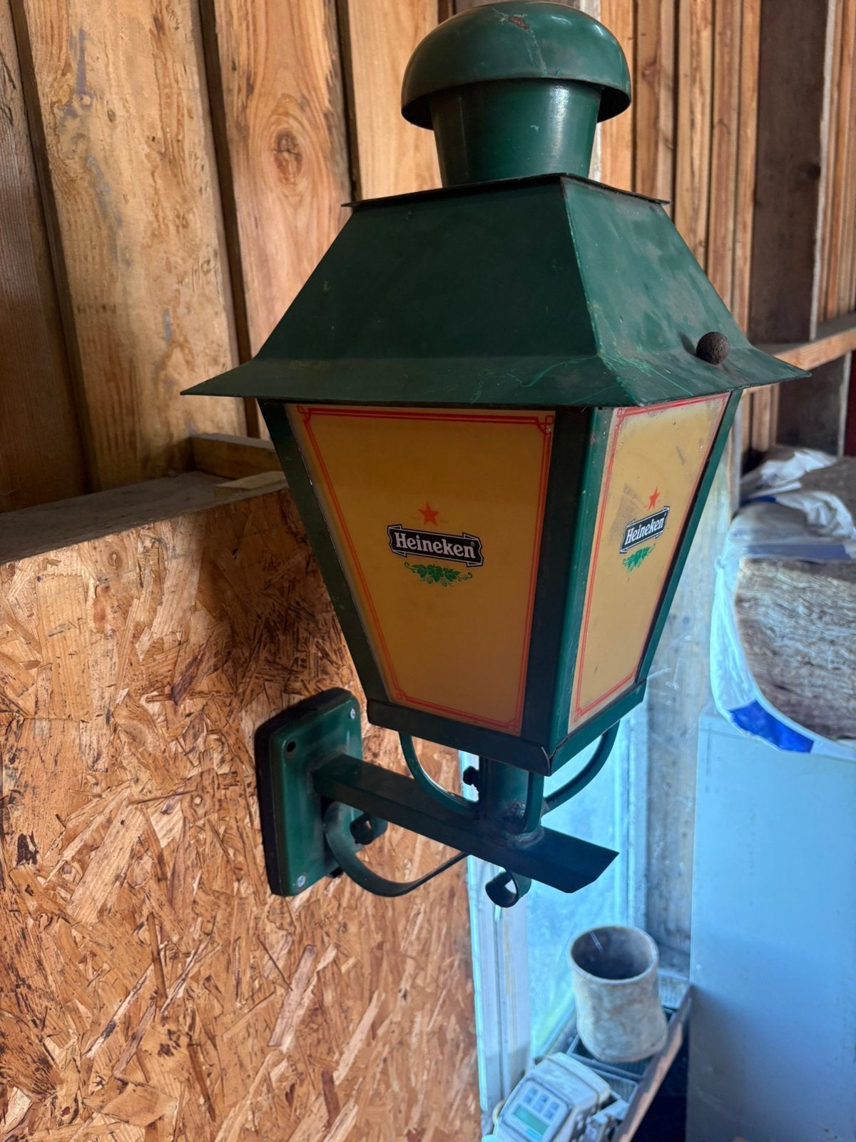 Oude Heineken lamp, Ophalen of Verzenden, Zo goed als nieuw, Netvoeding, 50 tot 250 watt