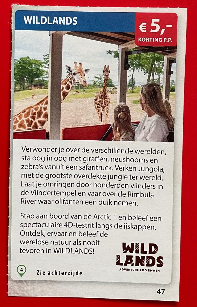 Kortingsbon Wildlands Adventure Zoo Emmen, Tickets en Kaartjes, Drie personen of meer, Kortingskaart
