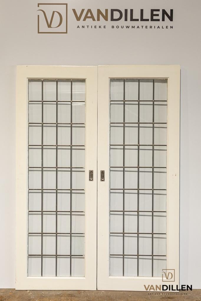 Set ensuite schuifdeuren glas in lood top staat erg gaaf, 120 cm of meer, Binnendeur, Ophalen of Verzenden, Zo goed als nieuw