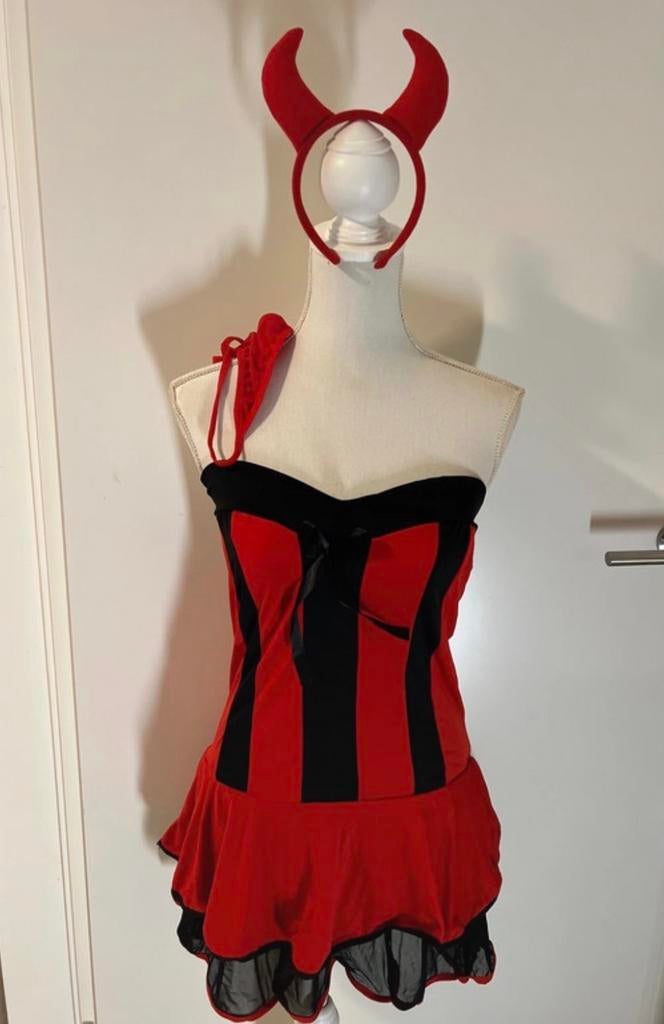 Duivel Jurkje One Size met String en Oortjes, Kleding | Dames, Ophalen of Verzenden, Nieuw, Carnaval, Kleding