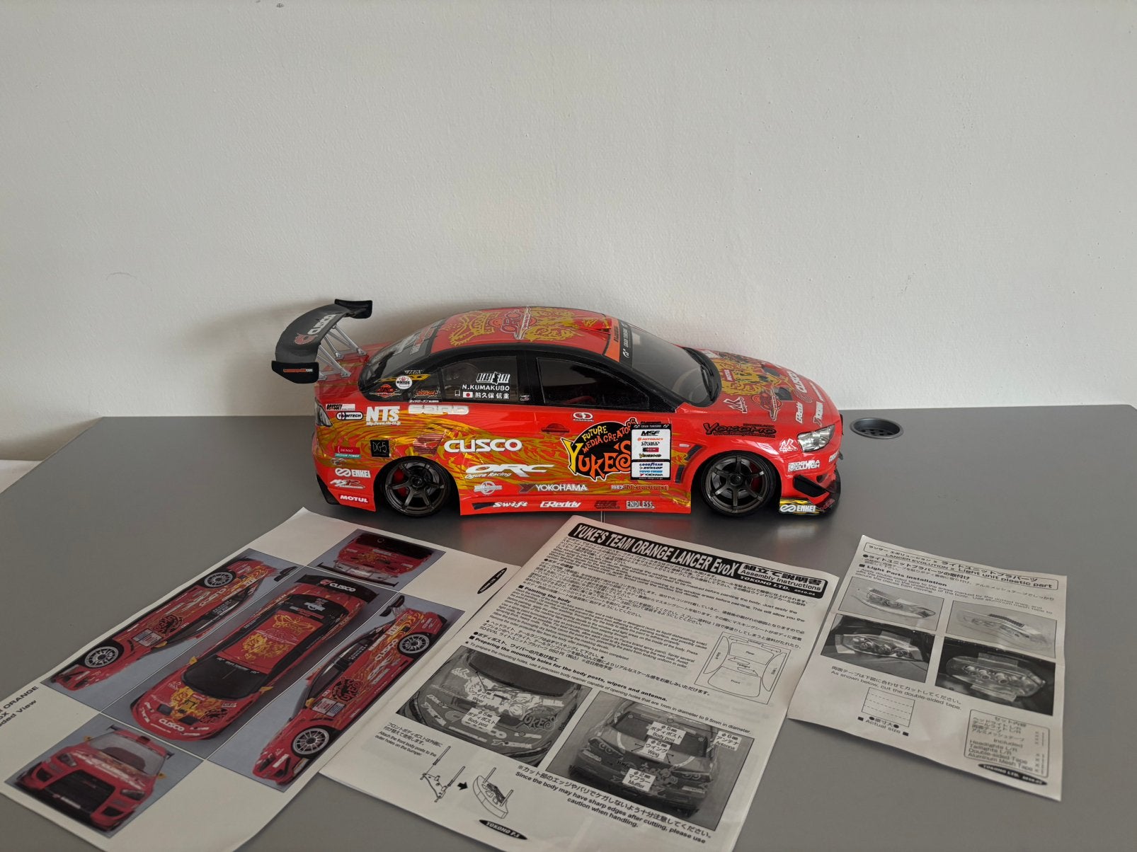 Yokomo yukes orange evo X rc drift body, Ophalen of Verzenden, Zo goed als nieuw, Schaal 1:10