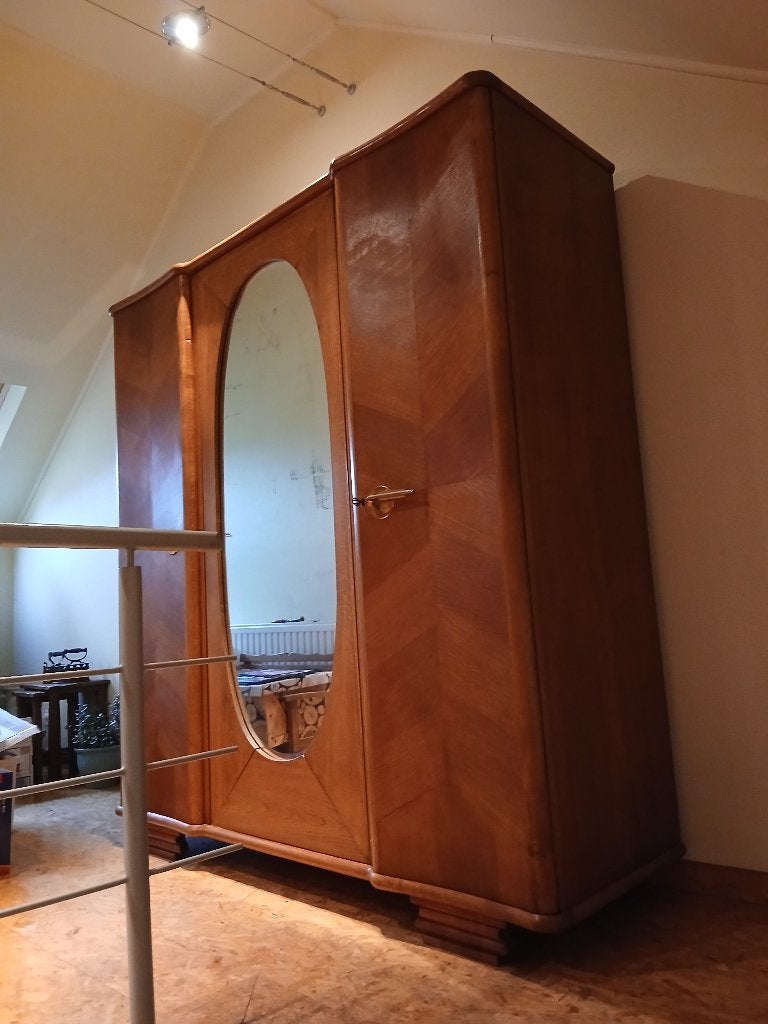 antiek houten bed met spiegelkast, Ophalen