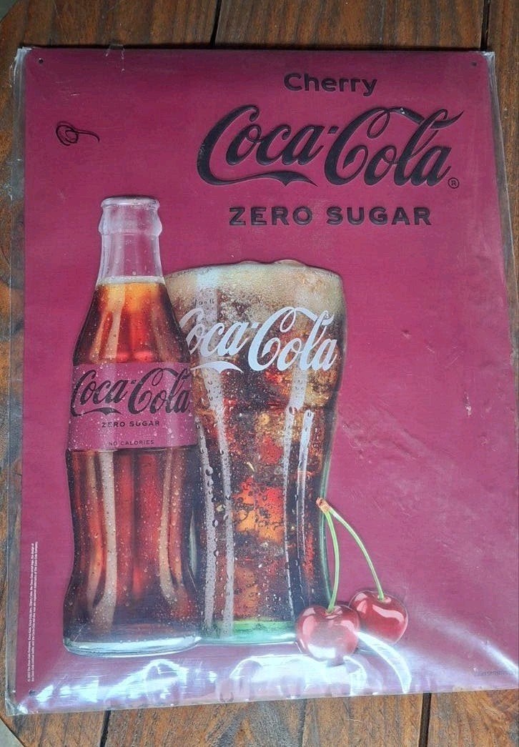 Nieuw Coca-Cola Cherry Zero Sugar metalen wandbord 40x30, Ophalen of Verzenden, Nieuw, Metaal