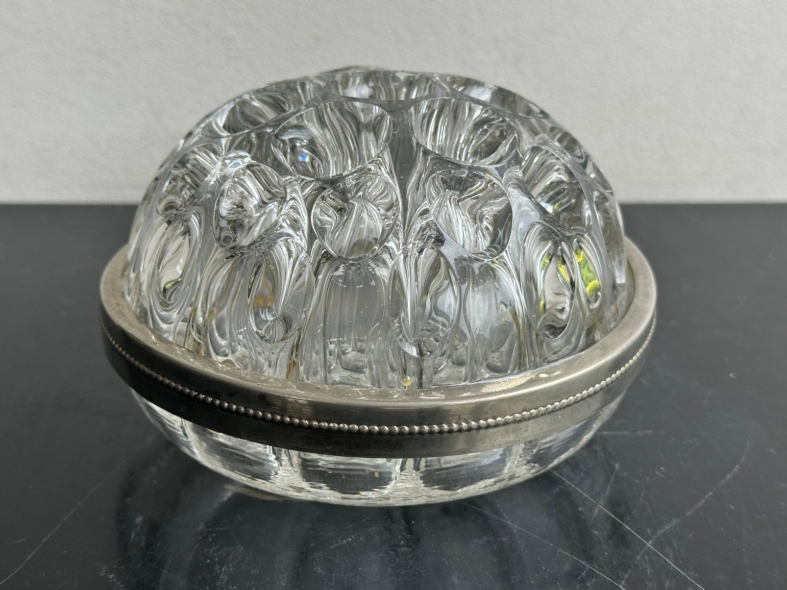 Oude grote glas bloemensteker vaas 13 cm, Ophalen of Verzenden