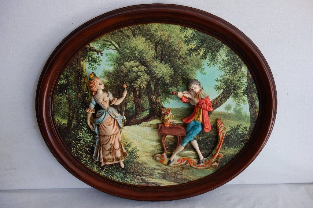 Wandtableau ovaal met 3d figuren, Ophalen of Verzenden, Zo goed als nieuw
