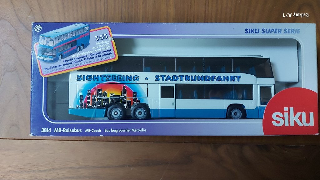 Siku 3814 Mercedes dubbeldekker - wit-blauw, Ophalen of Verzenden, Zo goed als nieuw, Bus of Vrachtwagen, SIKU