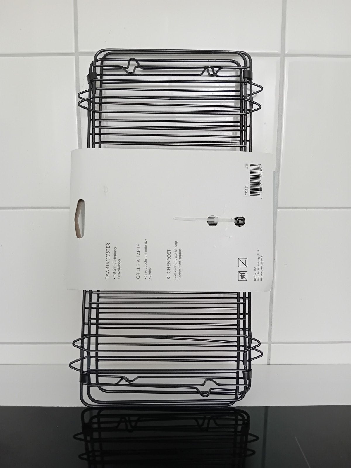 Taartrooster Opvouwbaar/Rechthoek ( 44 x 32 ) zwart, Ophalen, Nieuw, Metaal, Zwart