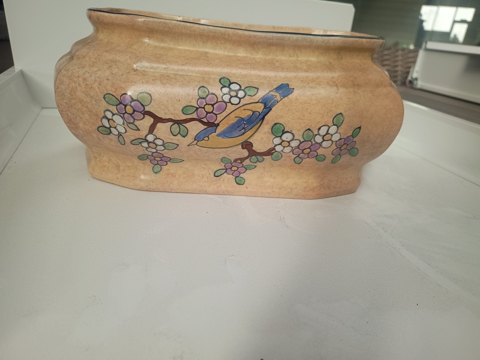 Dubois Keramiek België Jardinière - Vogel en Bloesem, Antiek en Kunst, Ophalen of Verzenden