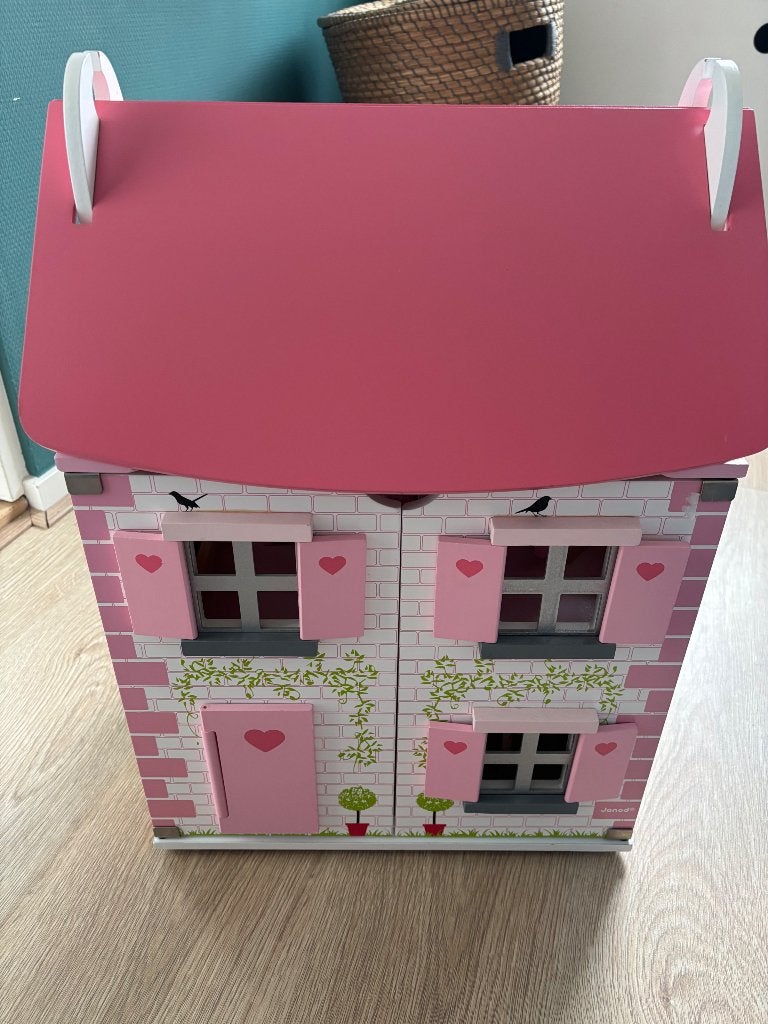 Houten Poppenhuis Janod Mademoiselle, Ophalen, Zo goed als nieuw, Poppenhuis