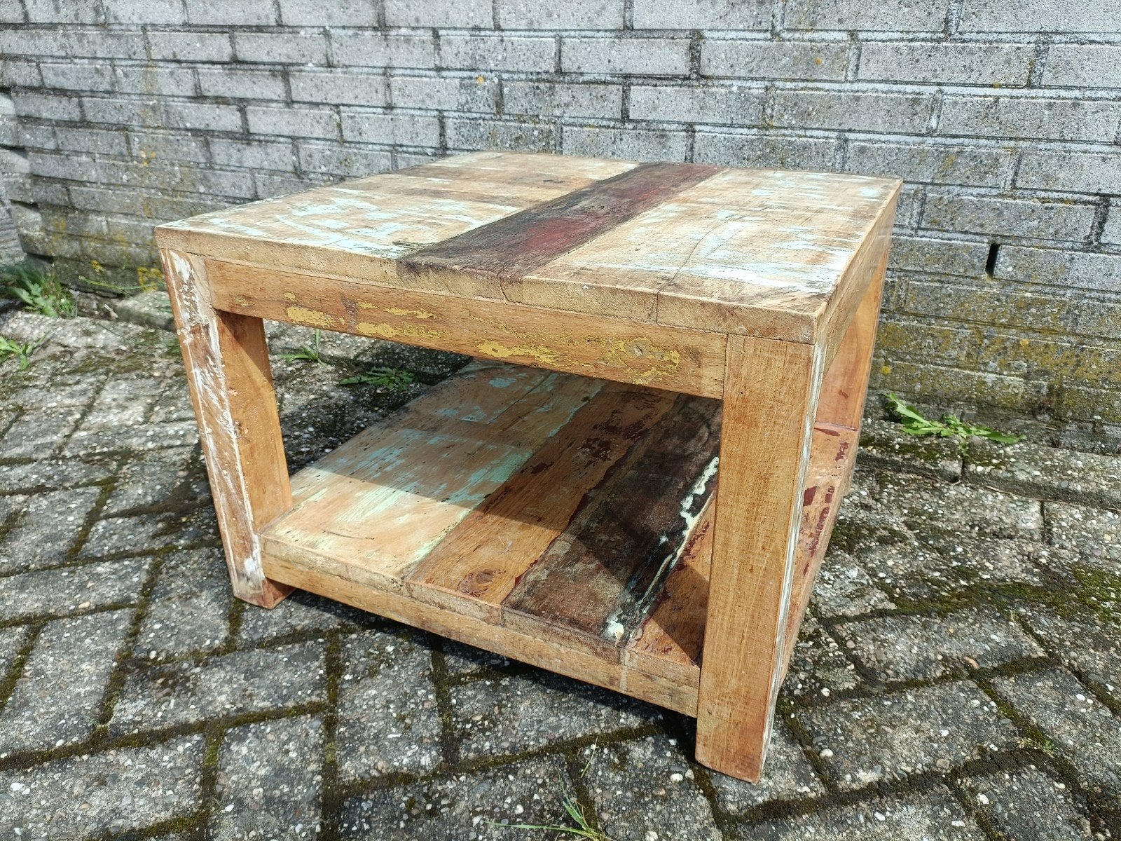 Teakhouten salontafel, Ophalen, 50 tot 100 cm, 50 tot 100 cm, Zo goed als nieuw