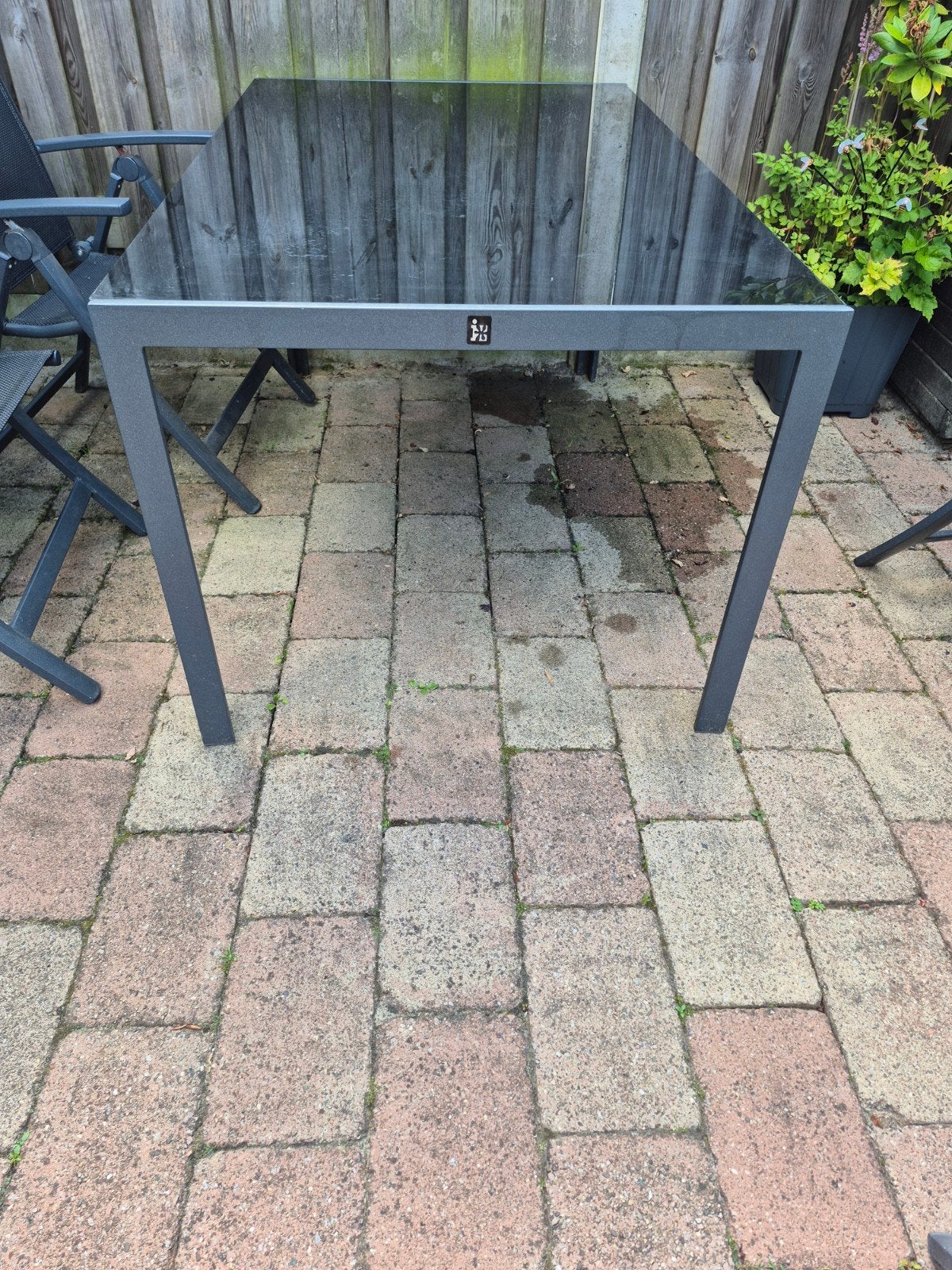 Tuintafel intratuin met glasplaat, Tuin en Terras, Ophalen, Gebruikt, Rechthoekig, Aluminium