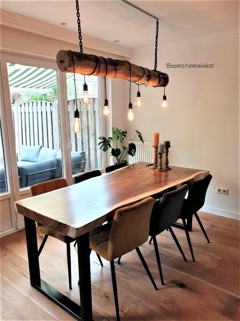Houten hanglamp | hanglamp eettafel | lange hanglamp, Ophalen of Verzenden, Nieuw, Landelijk | industrieel | japandi | scandinavisch