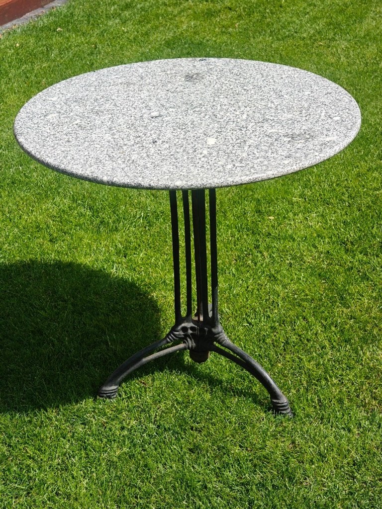 Bistro Tafel 75cm rond | marmer | onderstel zwart gietijzer, Ophalen, Gebruikt, Rond, Metaal