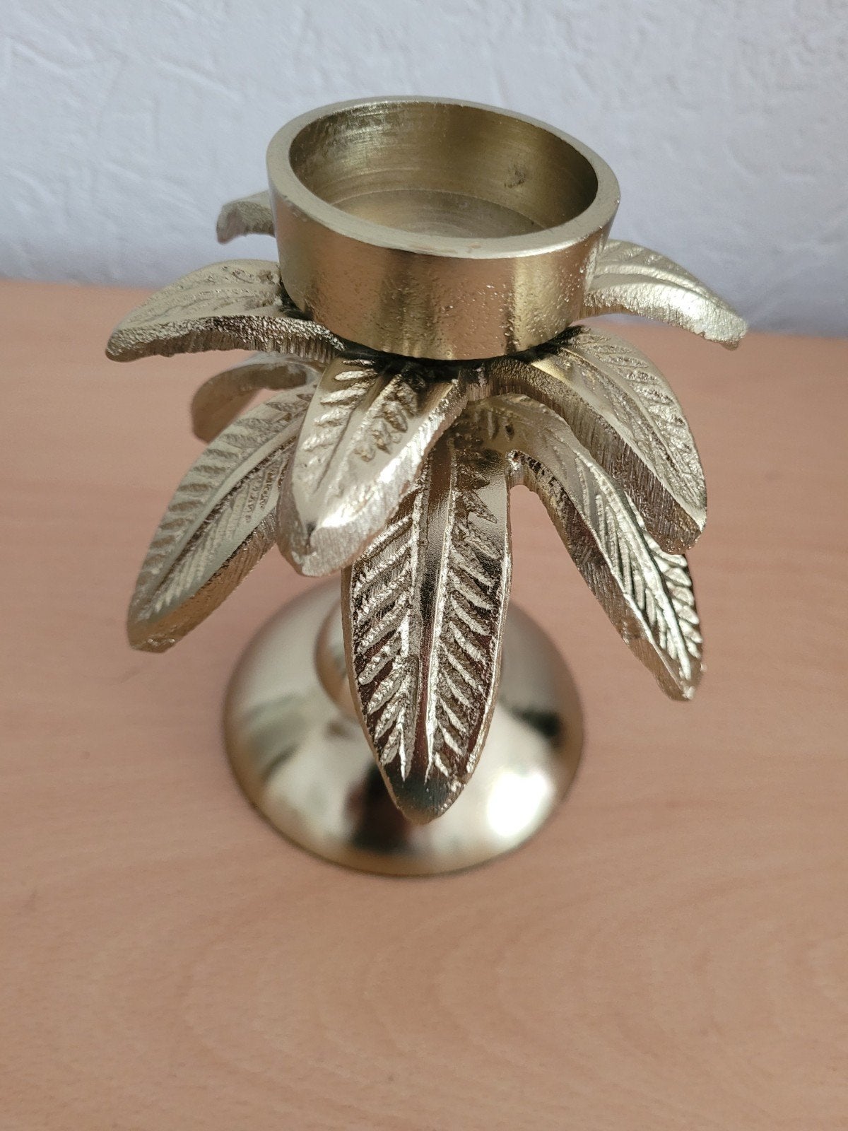Gouden palmboom waxinelichthouder van Mica Decorations, Overige merken, Waxinelichthouder, Ophalen of Verzenden, Zo goed als nieuw
