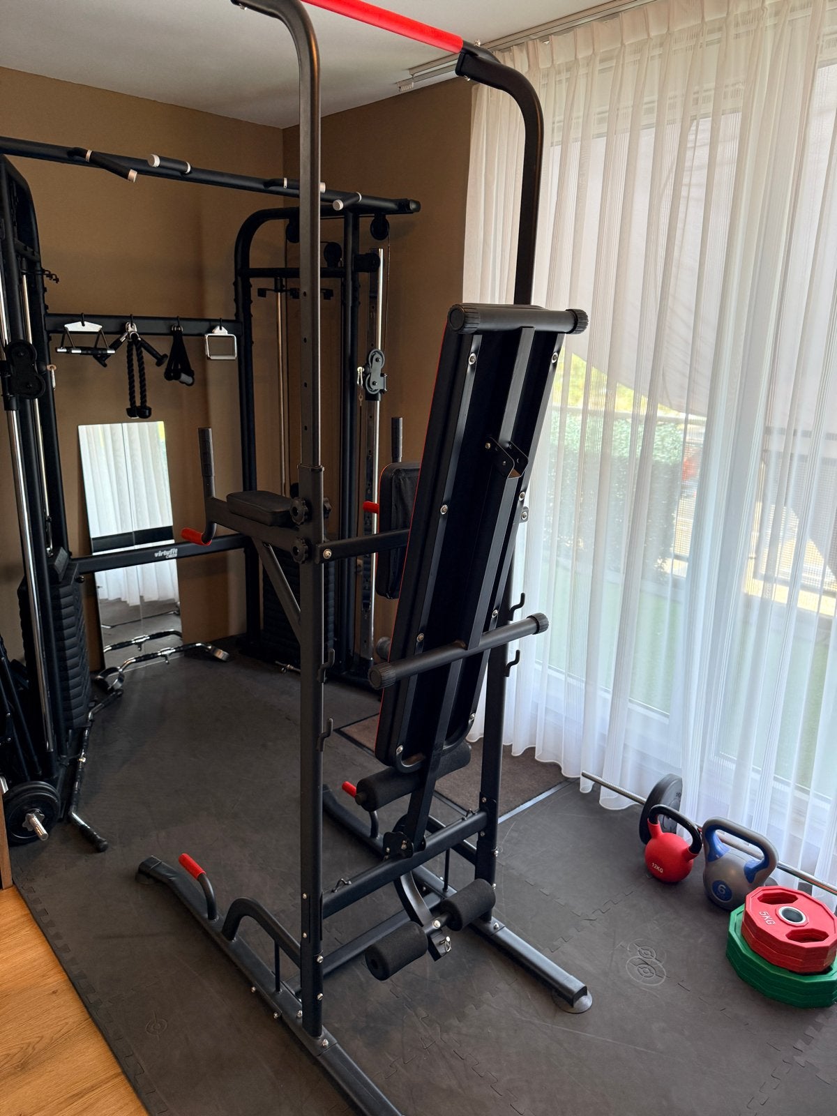 Krachtstation met bench voor dips, pull-ups en push-ups, Ophalen, Krachtstation, Armen, Zo goed als nieuw