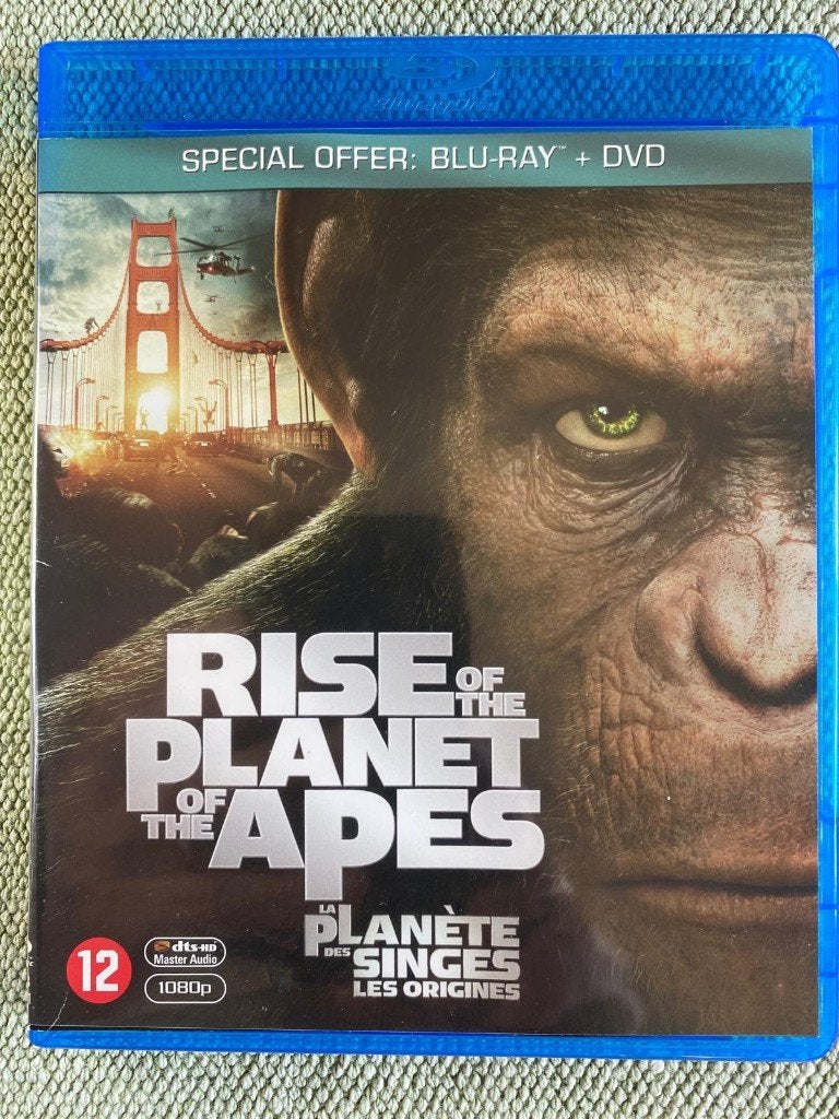 Rise of the Planet of the Apes (2011) Blu-ray + DVD Combo, Gebruikt, Film, Science Fiction en Fantasy, Ophalen of Verzenden