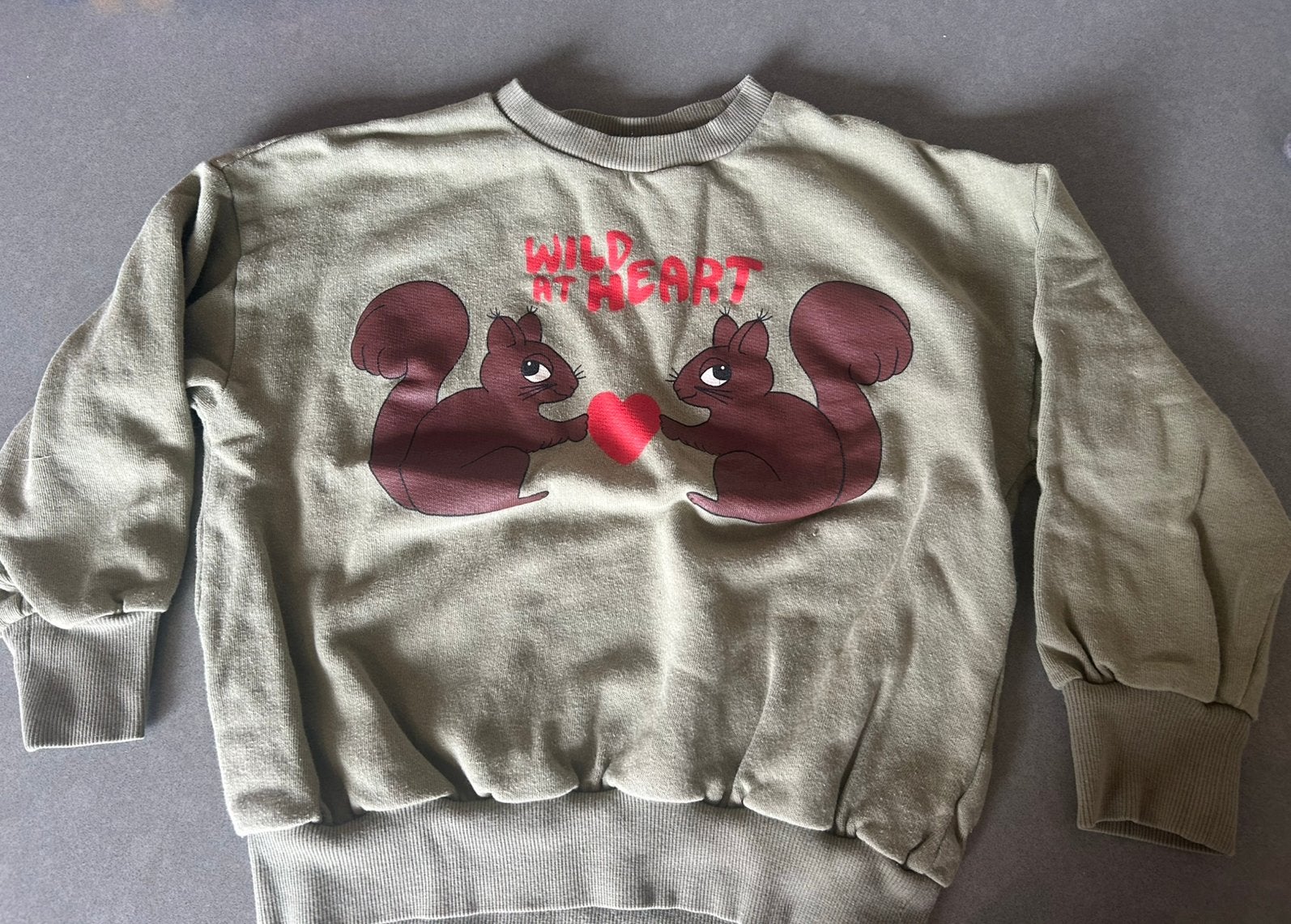 Mini Rodini sweater 128 wild at heart groen, Ophalen of Verzenden, Zo goed als nieuw, Jongen of Meisje, Trui of Vest