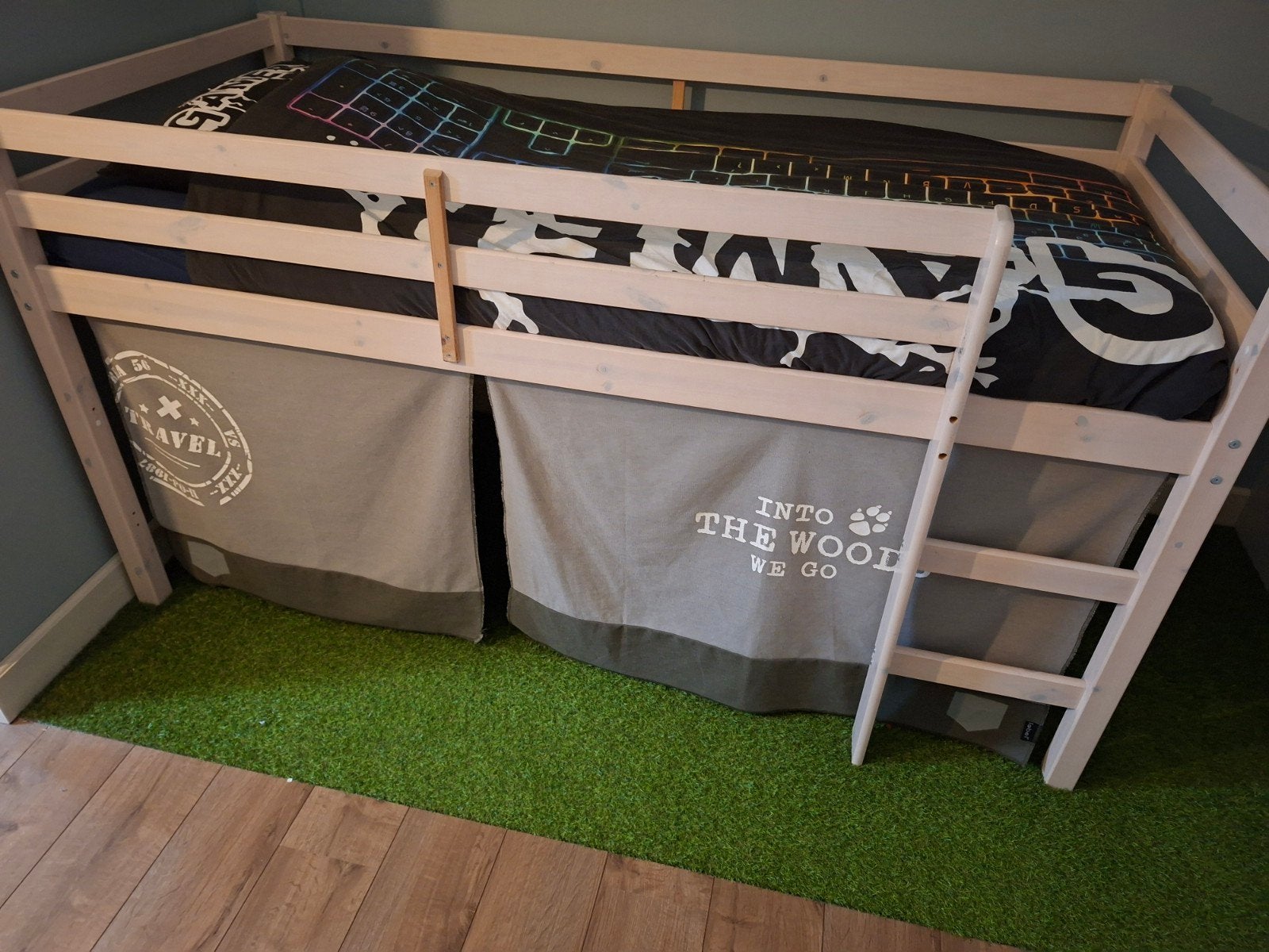 Halfhoogslaper met tent en matras, Gebruikt, 90 cm, Eenpersoons, Minder dan 160 cm