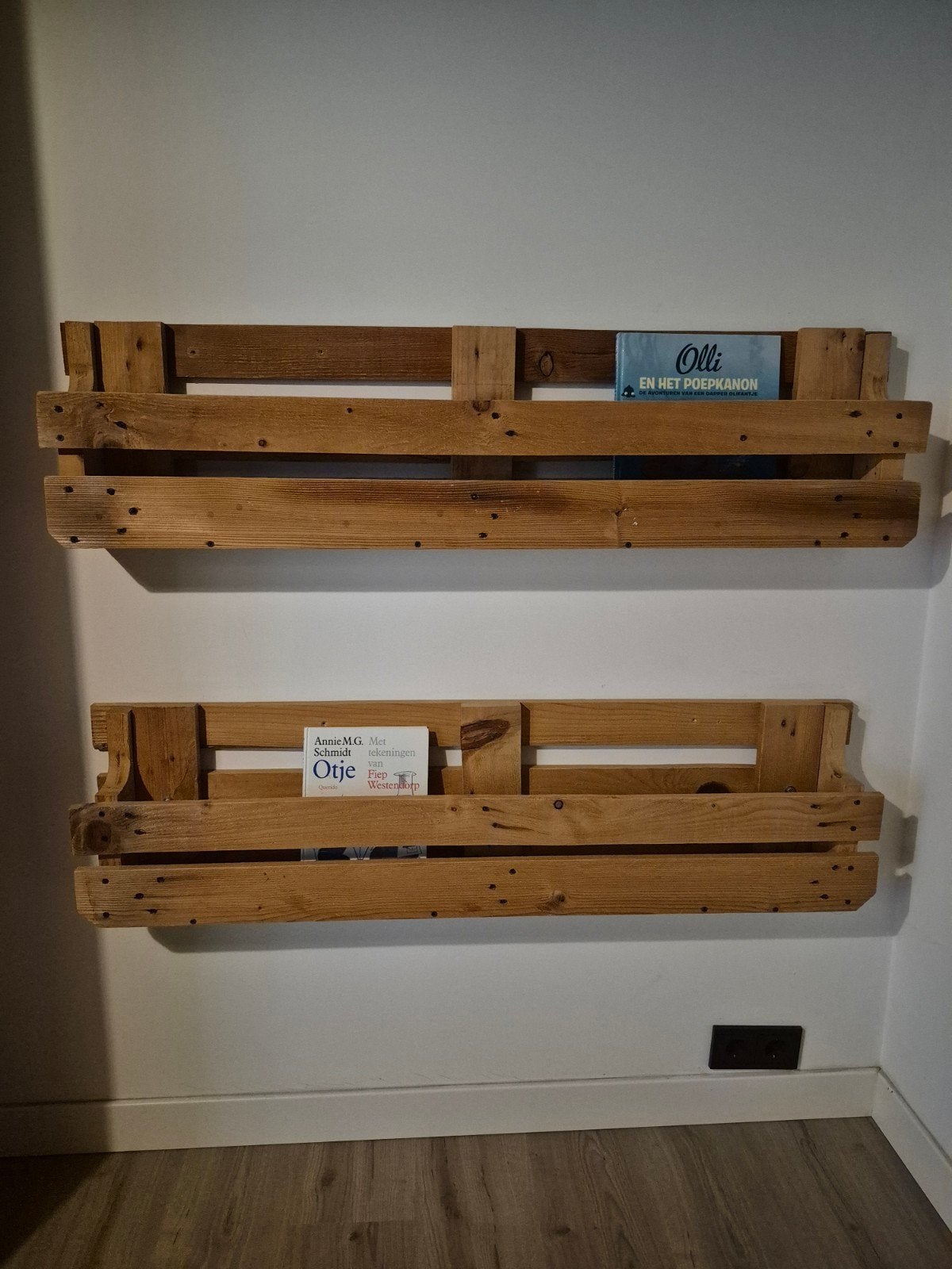 Pallet wandplank/boekenrek  120 x 30, Ophalen, Met plank(en), Gebruikt, 100 tot 150 cm