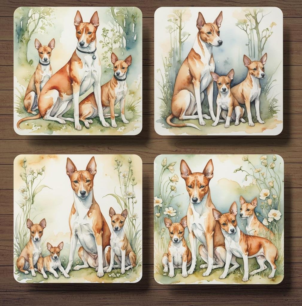 Basenji met puppy’s onderzetters met houder, Ophalen of Verzenden, Nieuw