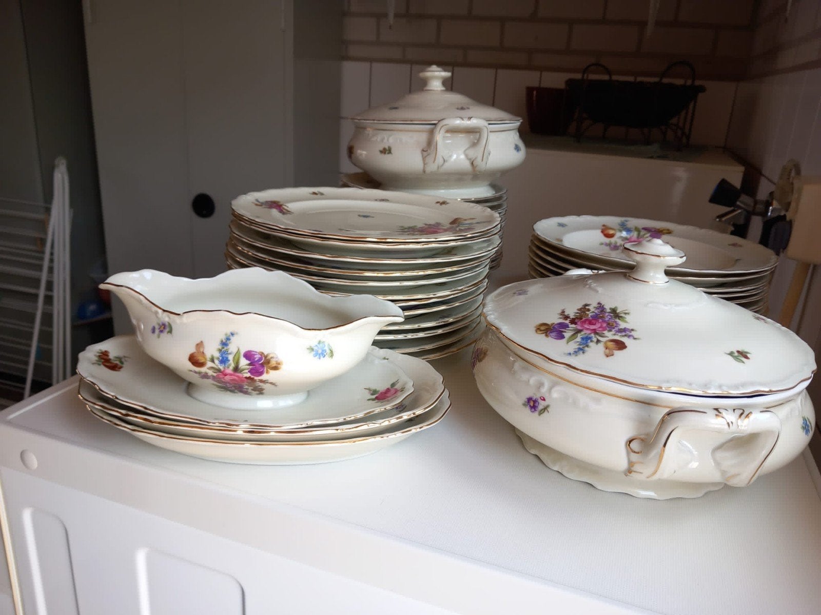 Prachtig Jeager en Co Vintage Theeservies met Bloemmotief, Ophalen of Verzenden