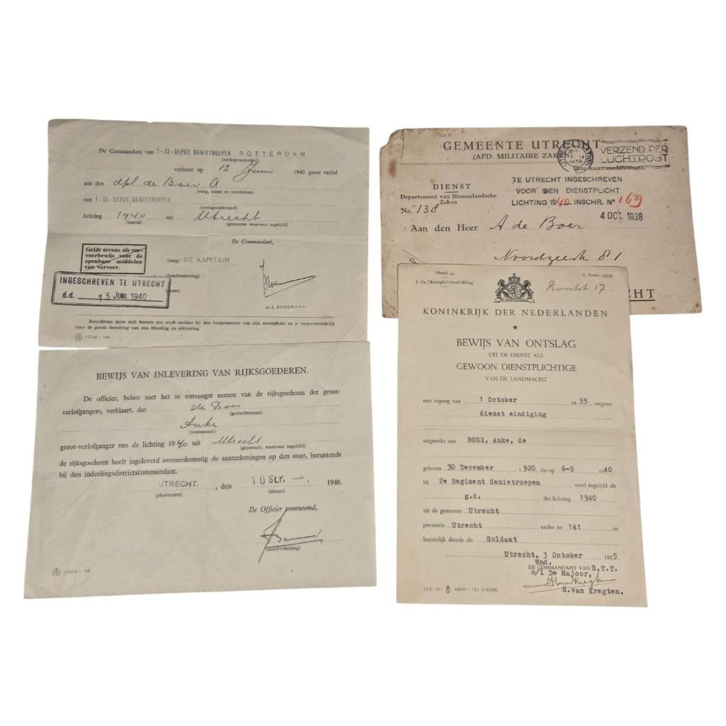 Nederlandse documenten set Genietroepen Rotterdam, -, -, Ophalen of Verzenden, Embleem of Badge