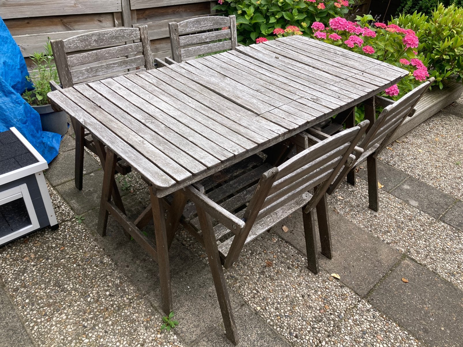 Opknapper - Ikea tuintafel met 4 stoelen - gratis ophalen, Ophalen, 4 zitplaatsen, Gebruikt, Eettafel