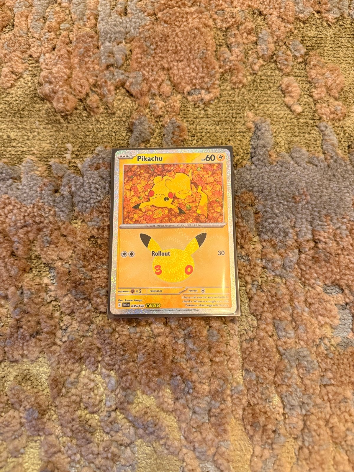 Pokémon 30th Anniversary Pikachu 035/128 – Holo, Ophalen of Verzenden, Zo goed als nieuw, Losse kaart