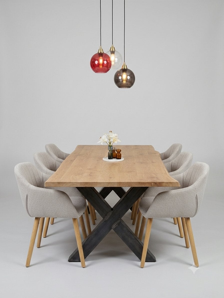 Premium Solid European Oak Dining Table (220x100) + 6 Chairs, Huis en Inrichting, Tafels | Eettafels, Ophalen, 100 tot 150 cm