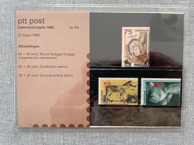 Postzegelmapje PZM54 Zomerzegels, mens en dierentuin 1988, Ophalen of Verzenden, Postfris, Dier of Natuur