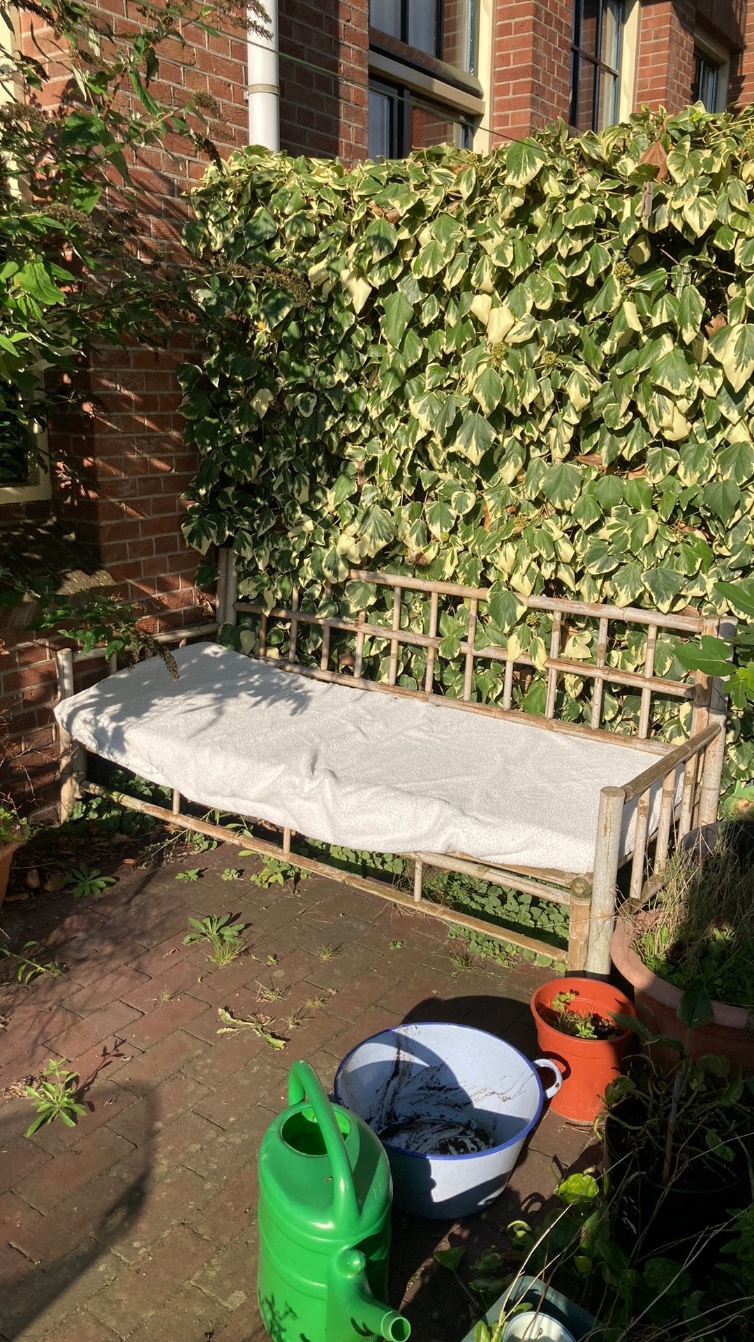 Bamboe tuinbank, Tuin en Terras, Ophalen, Gebruikt, Rotan