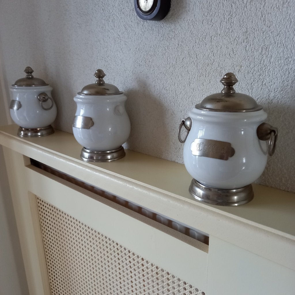 porseleinen potten 3 stuksporselein, Huis en Inrichting, Keuken | Potten en Pannen, Ophalen, Zo goed als nieuw, Overige materialen