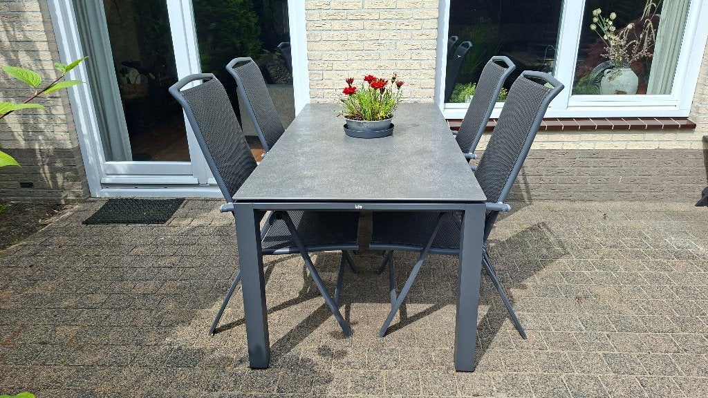 4 tuinstoelen, verstelbaar, lichtgewicht, antraciet, Tuin en Terras, Tuinstoelen, Ophalen, Gebruikt, Aluminium, Verstelbaar