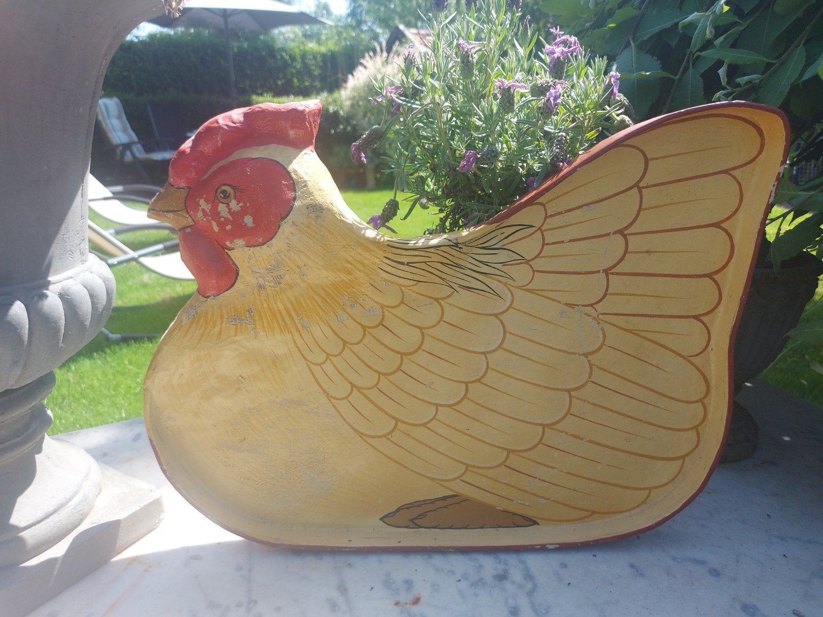 Vintage dienblad kip , paper-mache, Ophalen of Verzenden