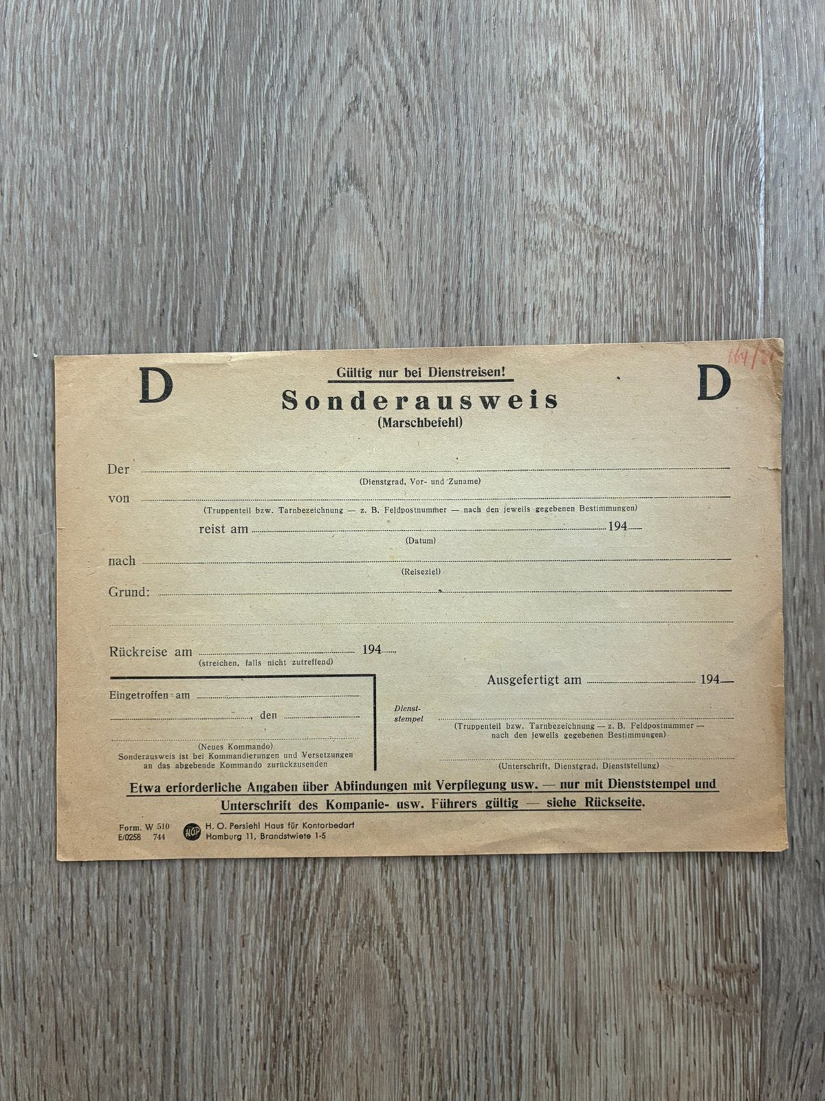Sonderausweis Wehrmacht, Ophalen of Verzenden, Duitsland, Foto of Poster