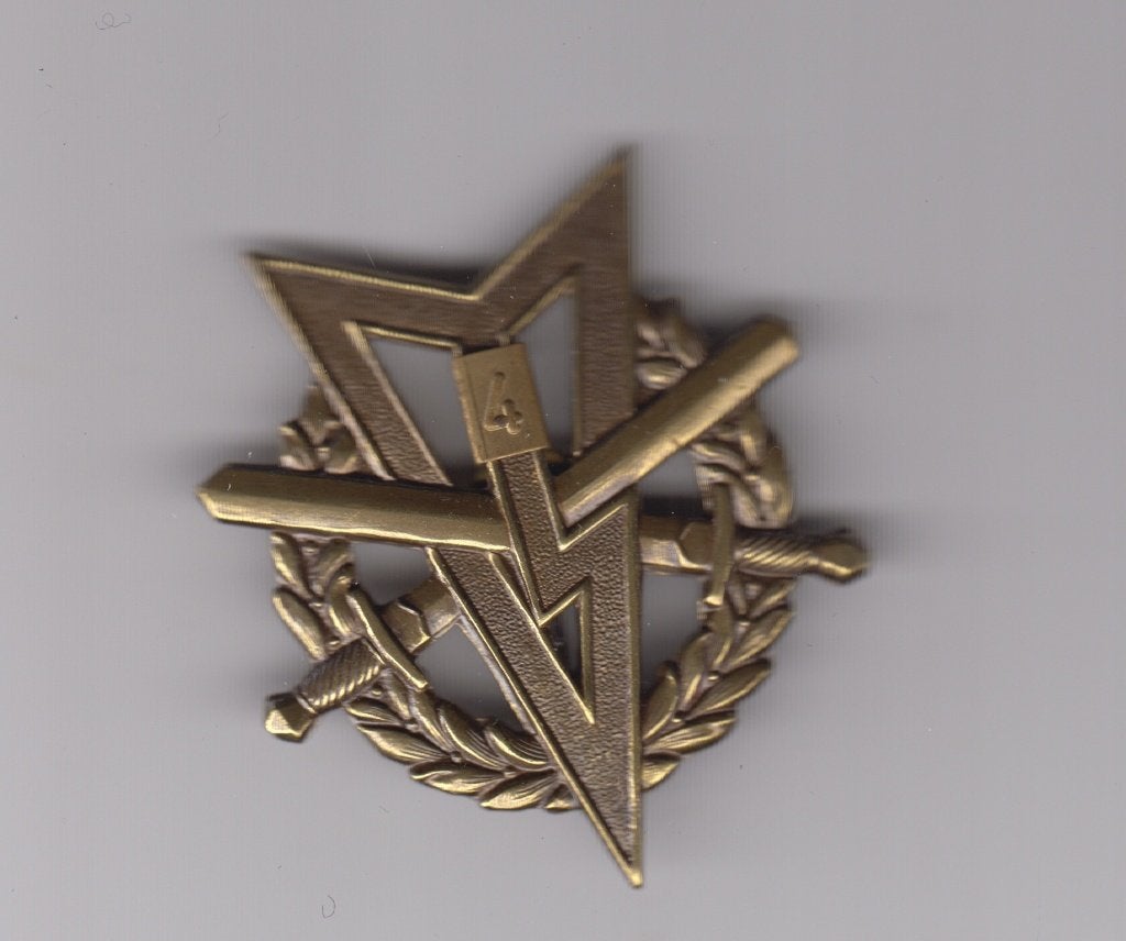 MLV-speld brons met 4, Verzamelen, Militaria | Algemeen, Ophalen of Verzenden, Landmacht, Nederland, Embleem of Badge