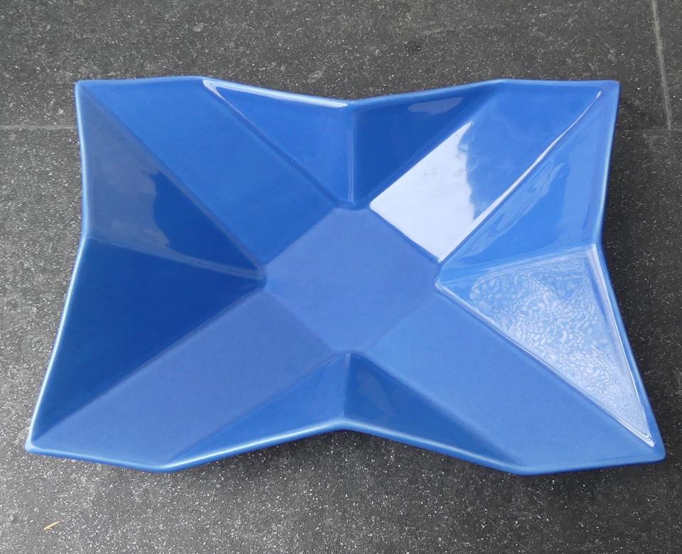 ASA schaal vintage blauw origami West-Germany, Gebruikt, Porselein of Keramiek, Schaal, Ophalen of Verzenden