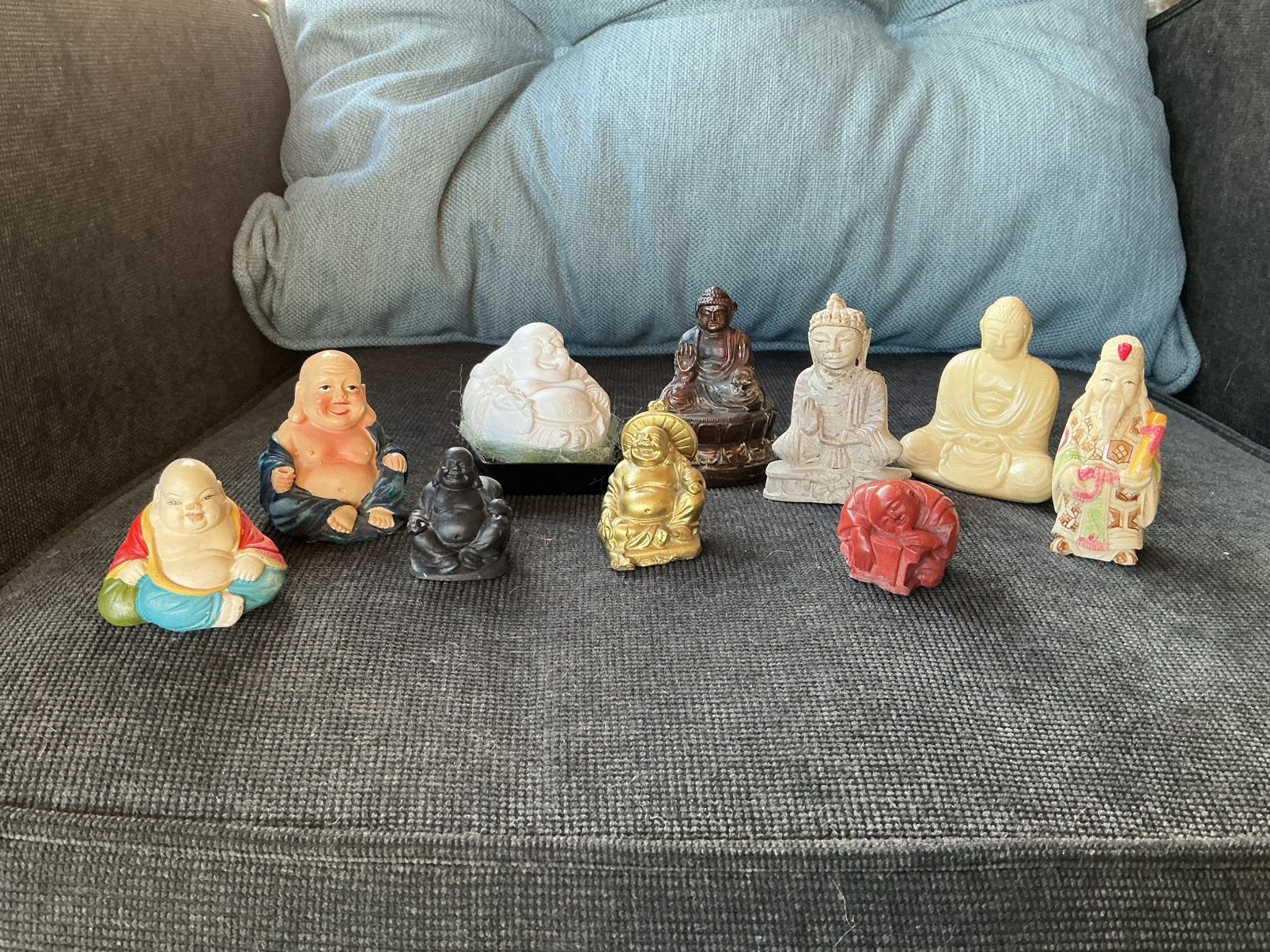 Kleine boeddha’s, alle 10 samen voor € 12,50!, Ophalen of Verzenden, Gebruikt, Religie