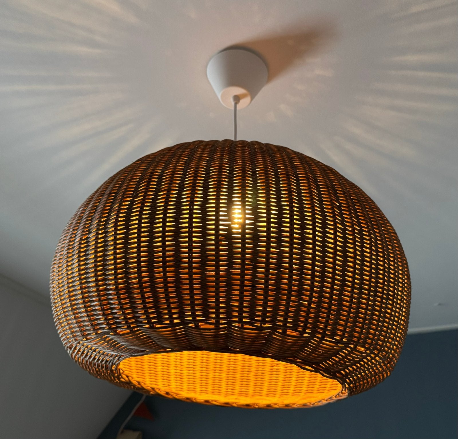 Firm Living Braided Lampenkap Belly en pendal, Ophalen of Verzenden, Zo goed als nieuw, Natuurlijk materiaal, E27 (groot)