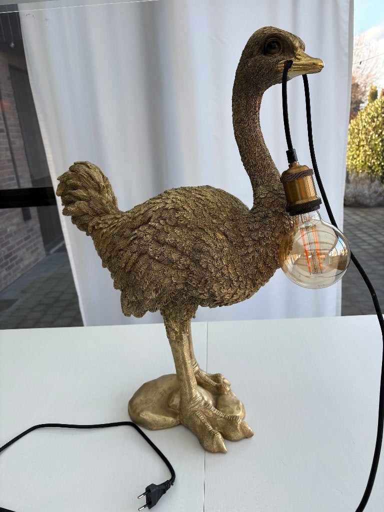Tafellamp struisvogel goud (polystone), Goud, Ophalen, Nieuw