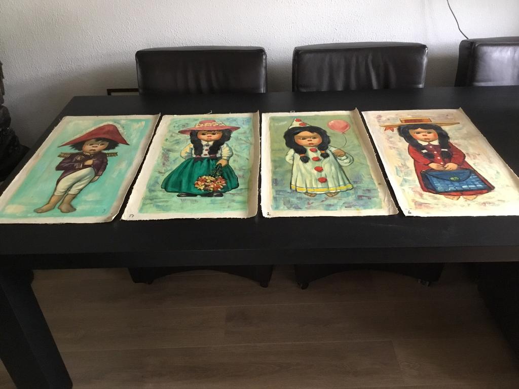 4 stuks schilderijen zonder frame, Ophalen