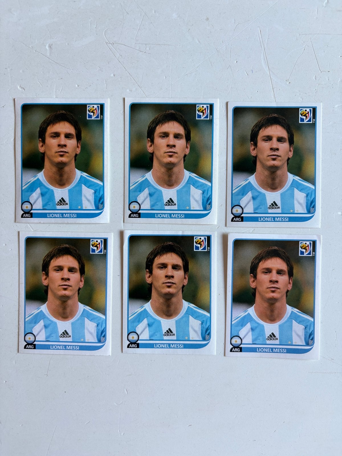 6x Lionel Messi Panini WK 2010 Voetbalplaatjes, Buitenlandse clubs, Spelerskaart, ., Ophalen of Verzenden